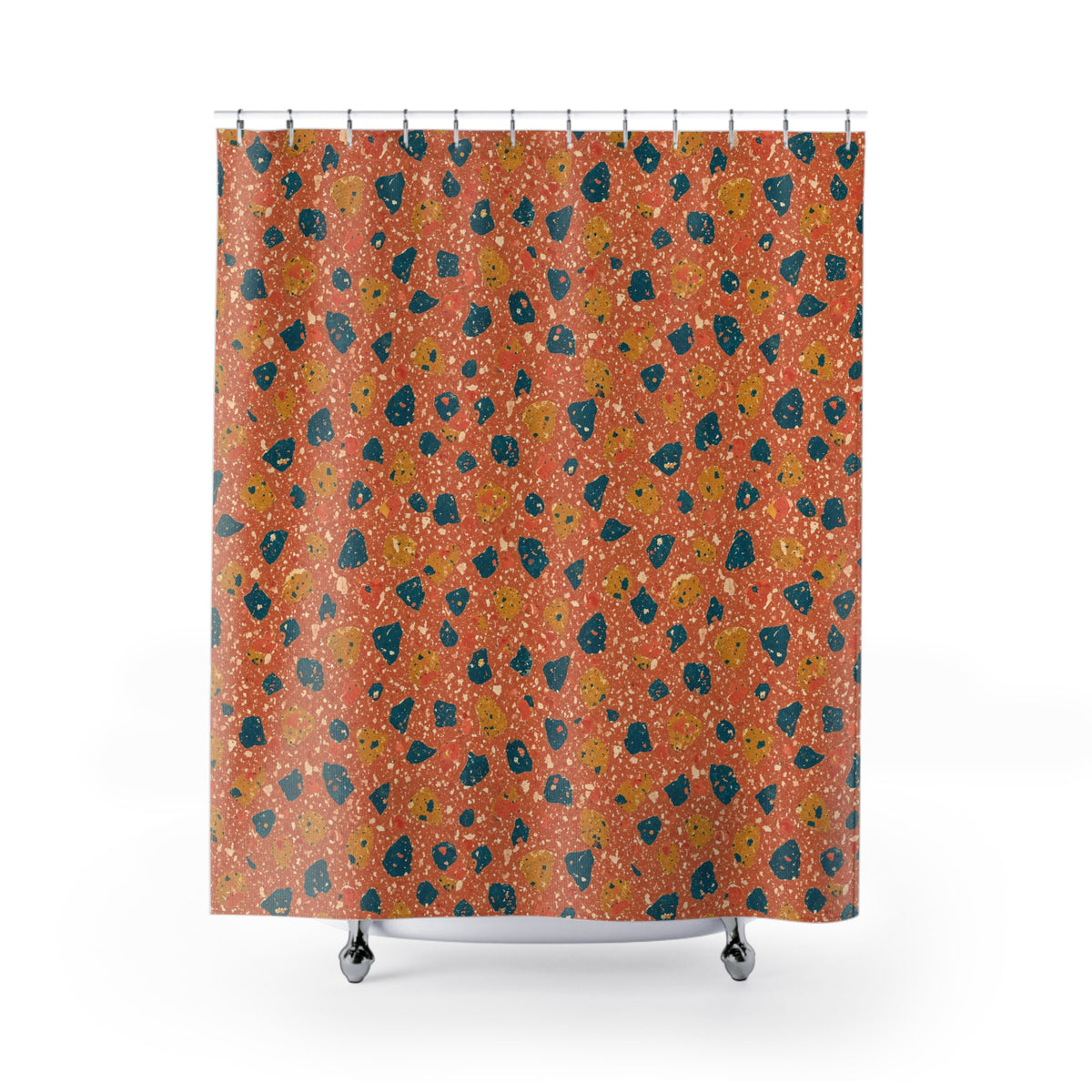 Two-Scale Chips Shower Curtain – Abstract Chip Pattern Pattern