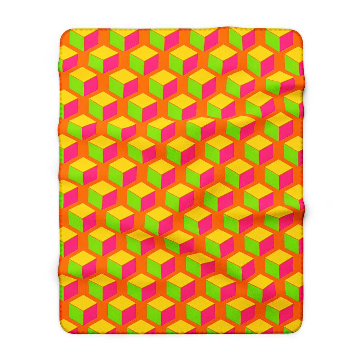Giant Faceted Cubes II Sherpa Fleece Blanket – Hot Citrus Festive