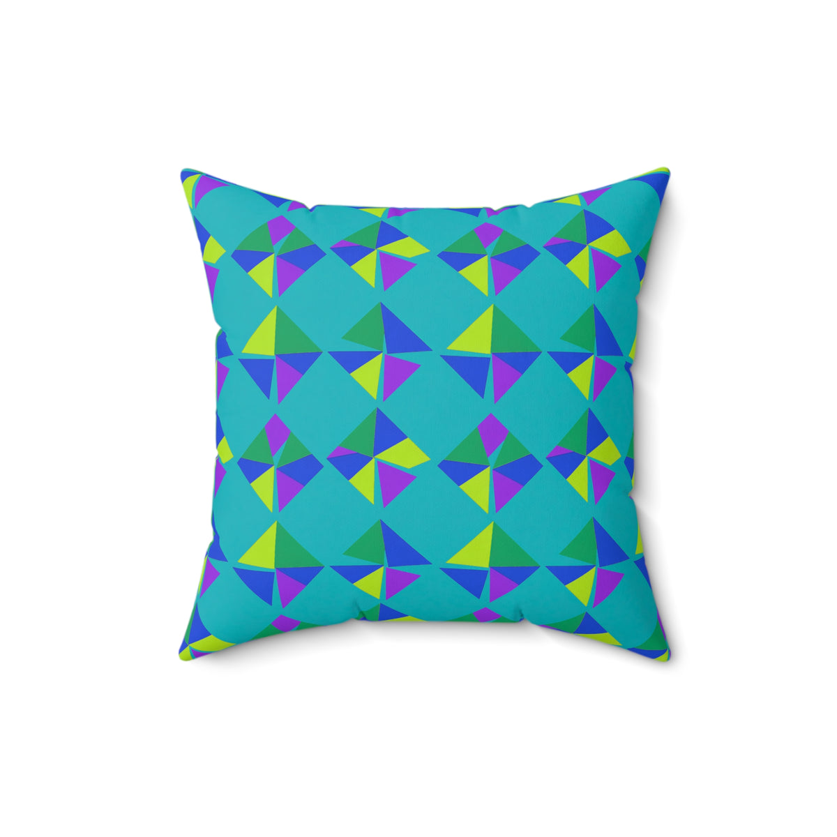 Stacked Cubist Prisms Faux Suede Cushion – Peacock Jewel