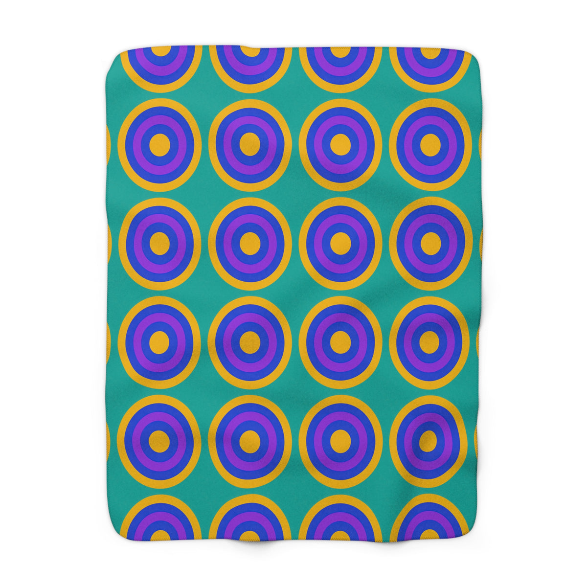 Mega Ring Grid Sherpa Fleece Blanket – Peacock Jewel