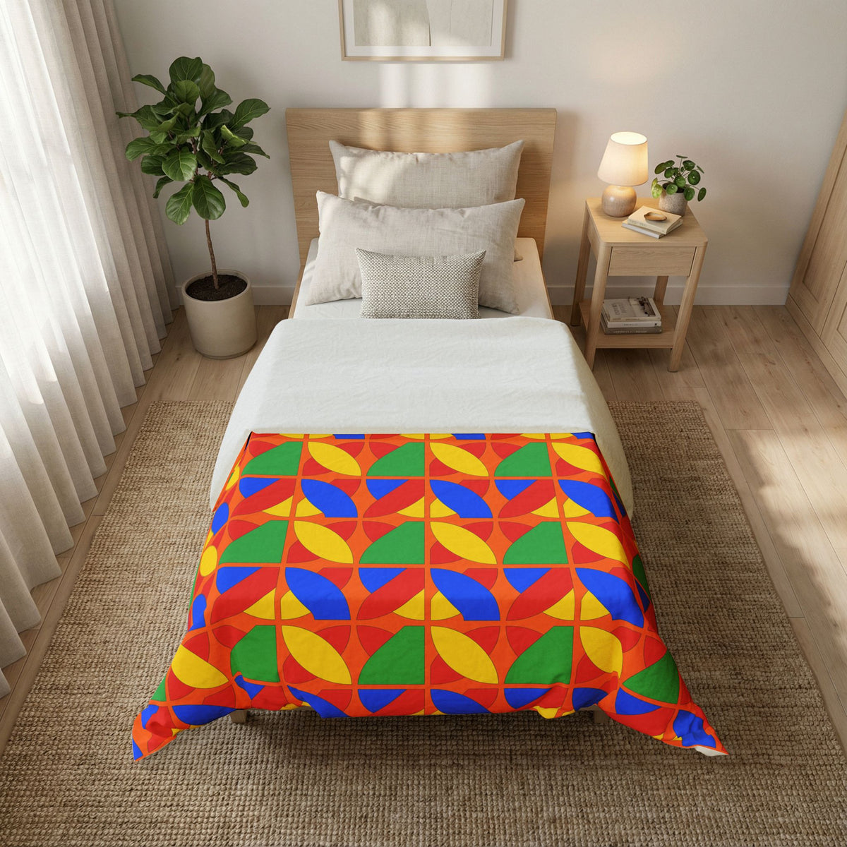 Cubist Arc Fragments Cotton Duvet Cover – Cubist Abstract Pattern