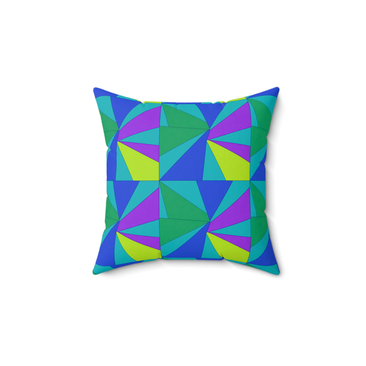 Cubist Sunburst Blocks Faux Suede Cushion – Peacock Jewel