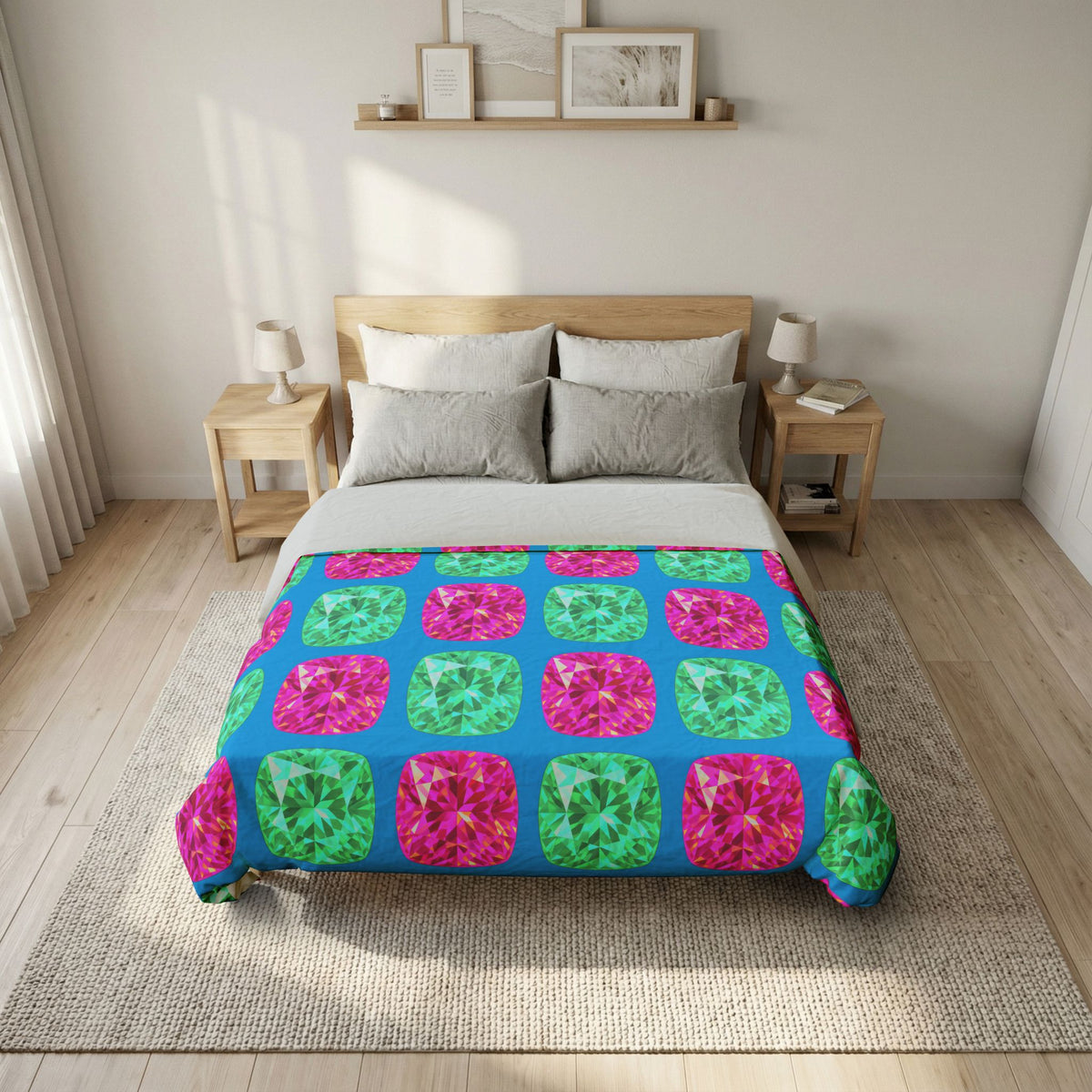 Giant Cut Gem Grid Cotton Duvet Cover – Ice Jewel