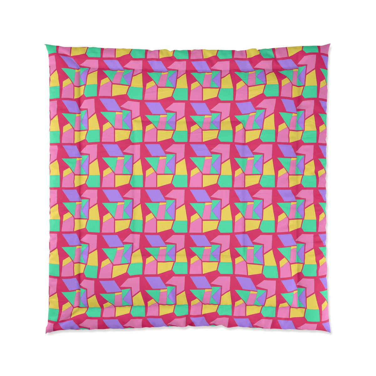 Cubist Block Quilt Comforter – Candy Pop on Raspberry