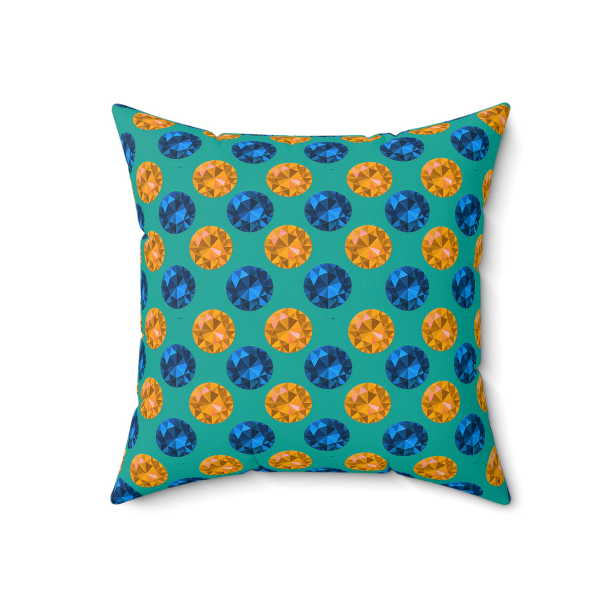 Half-Drop Gem Grid Faux Suede Cushion – Peacock Jewel