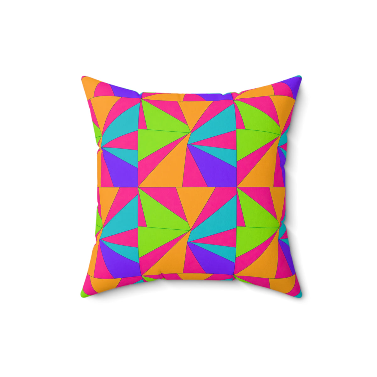 Cubist Sunburst Blocks Faux Suede Cushion – Tropical Punch