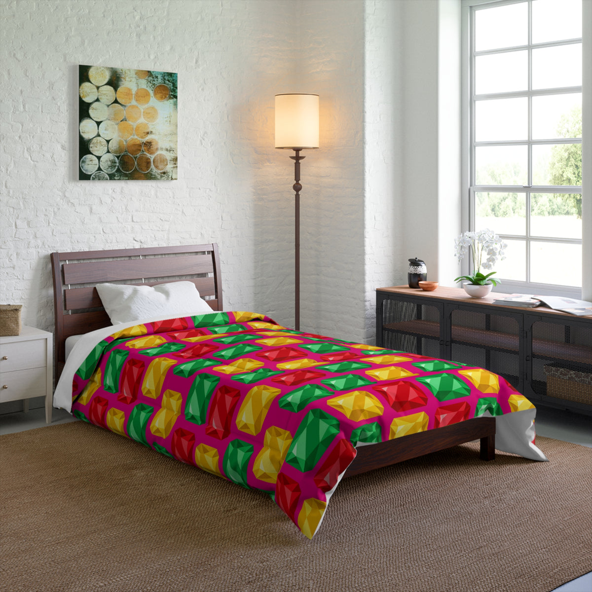 Big Stacked Gem Bars Comforter – Geometric Blocks Pattern