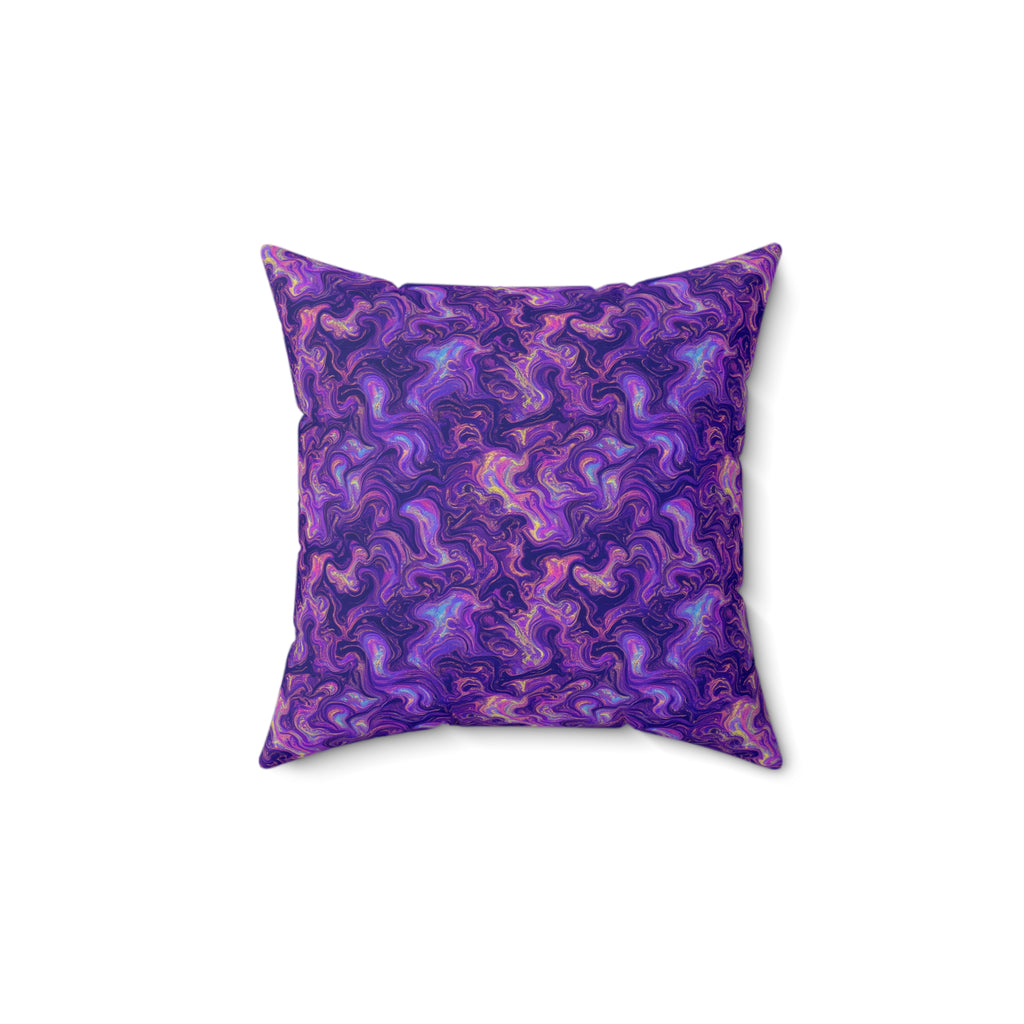 Ultraviolet Marble Swirl Faux Suede Cushion – Psychedelic Marbling Pattern