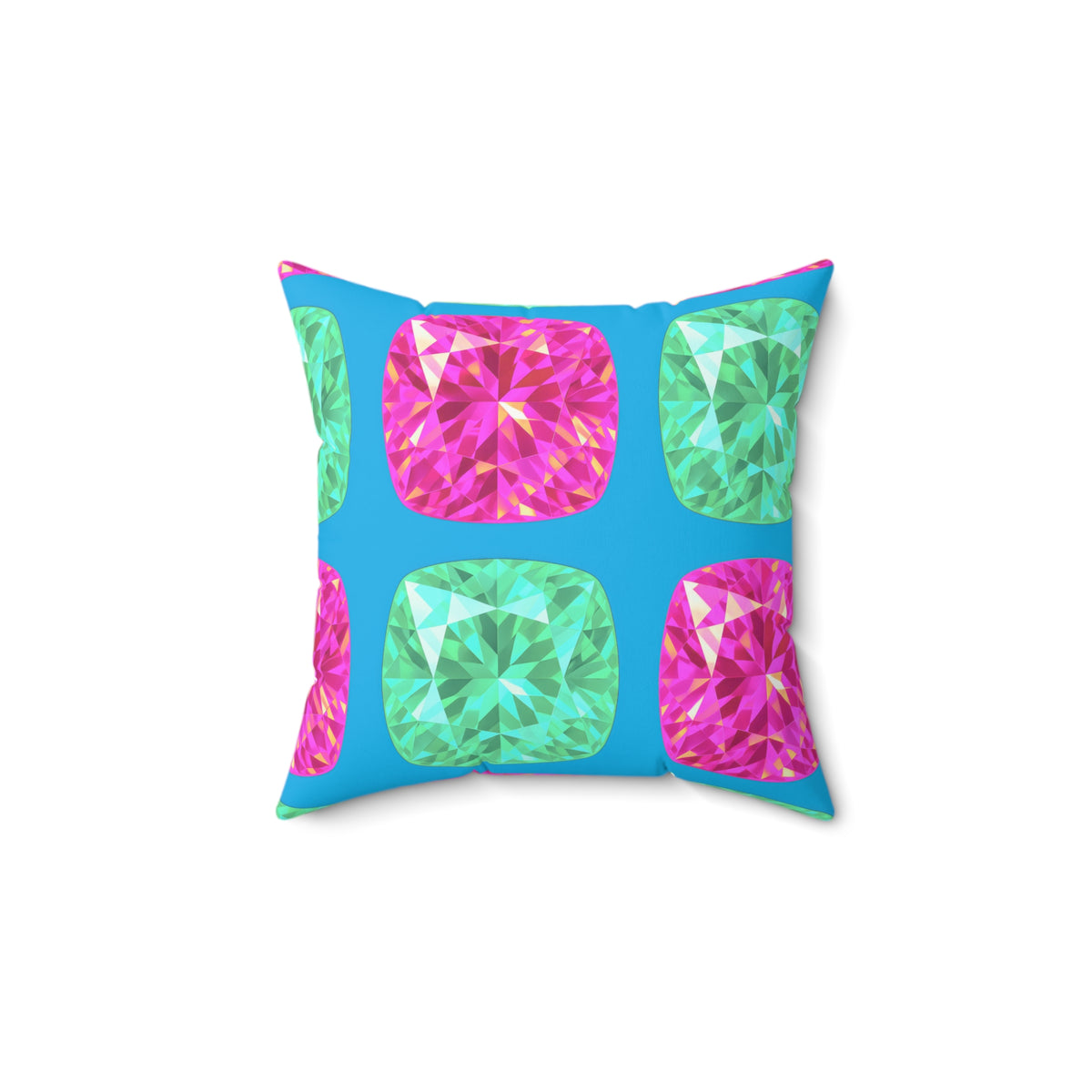 Giant Cut Gem Grid Faux Suede Cushion – Ice Jewel