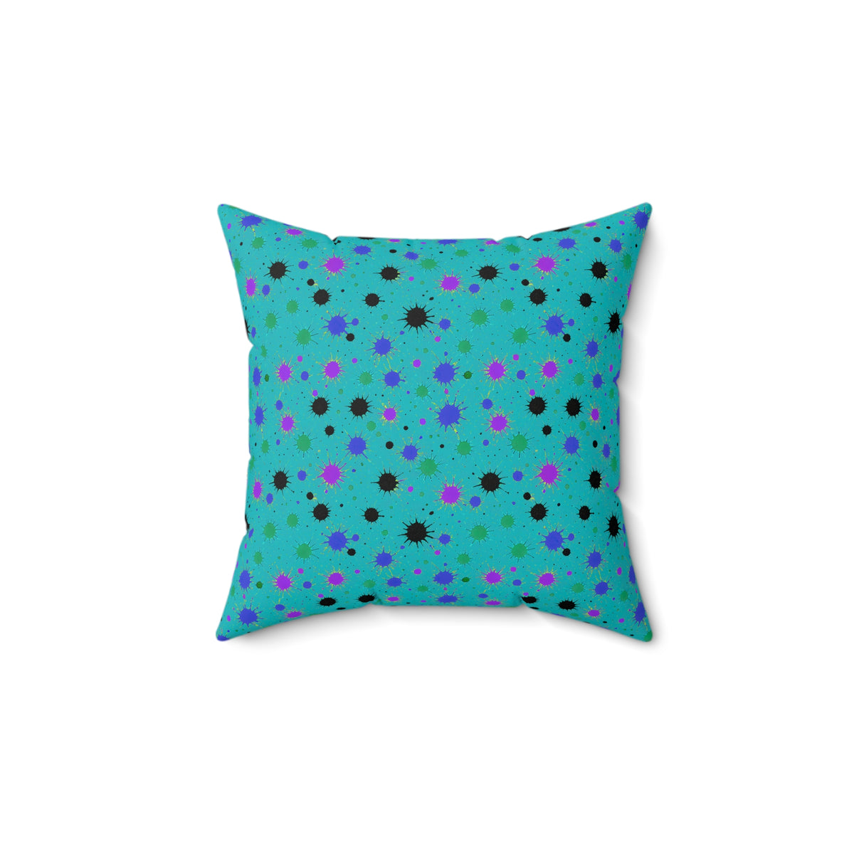 Splat Storm Faux Suede Cushion – Peacock Jewel