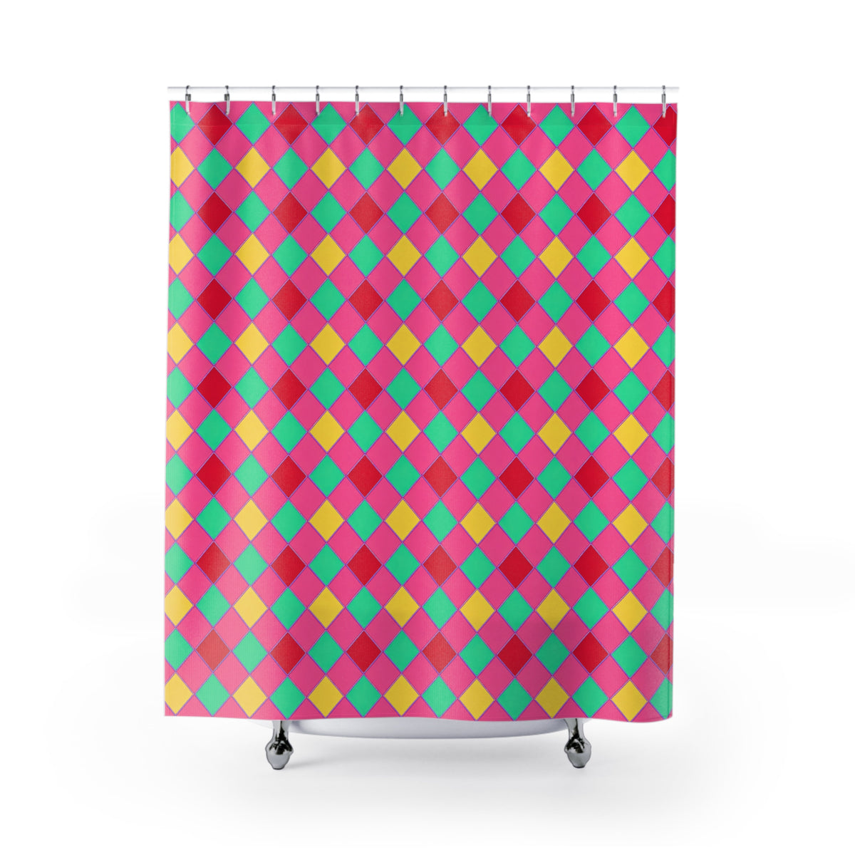 Jewel Harlequin Check Shower Curtain – Candy Christmas