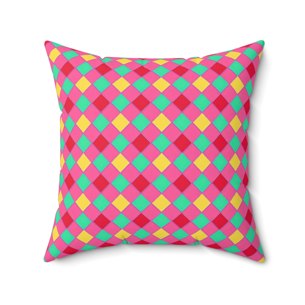 Jewel Harlequin Check Faux Suede Cushion – Candy Christmas