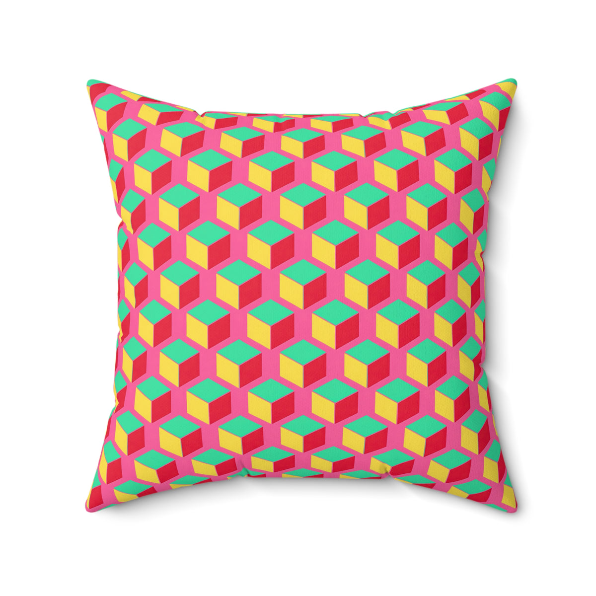 Giant Faceted Cubes II Faux Suede Cushion – Candy Christmas