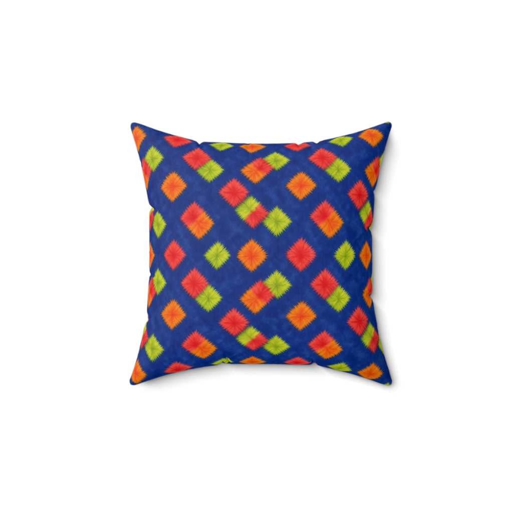 Fold Square Bleed Faux Suede Cushion – Tie-Dye Pattern