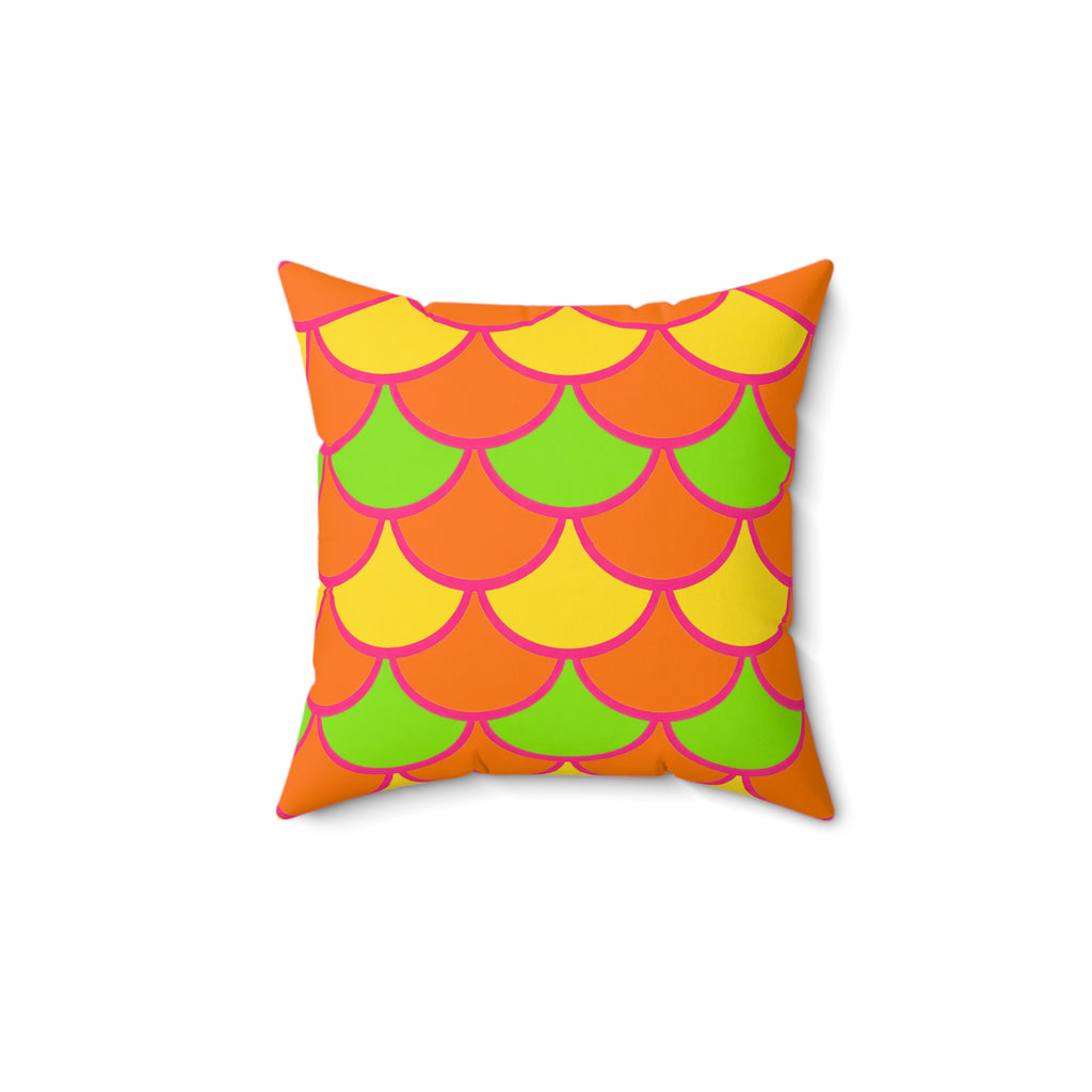 Big Jewel Scales II Faux Suede Cushion – Hot Citrus Festive