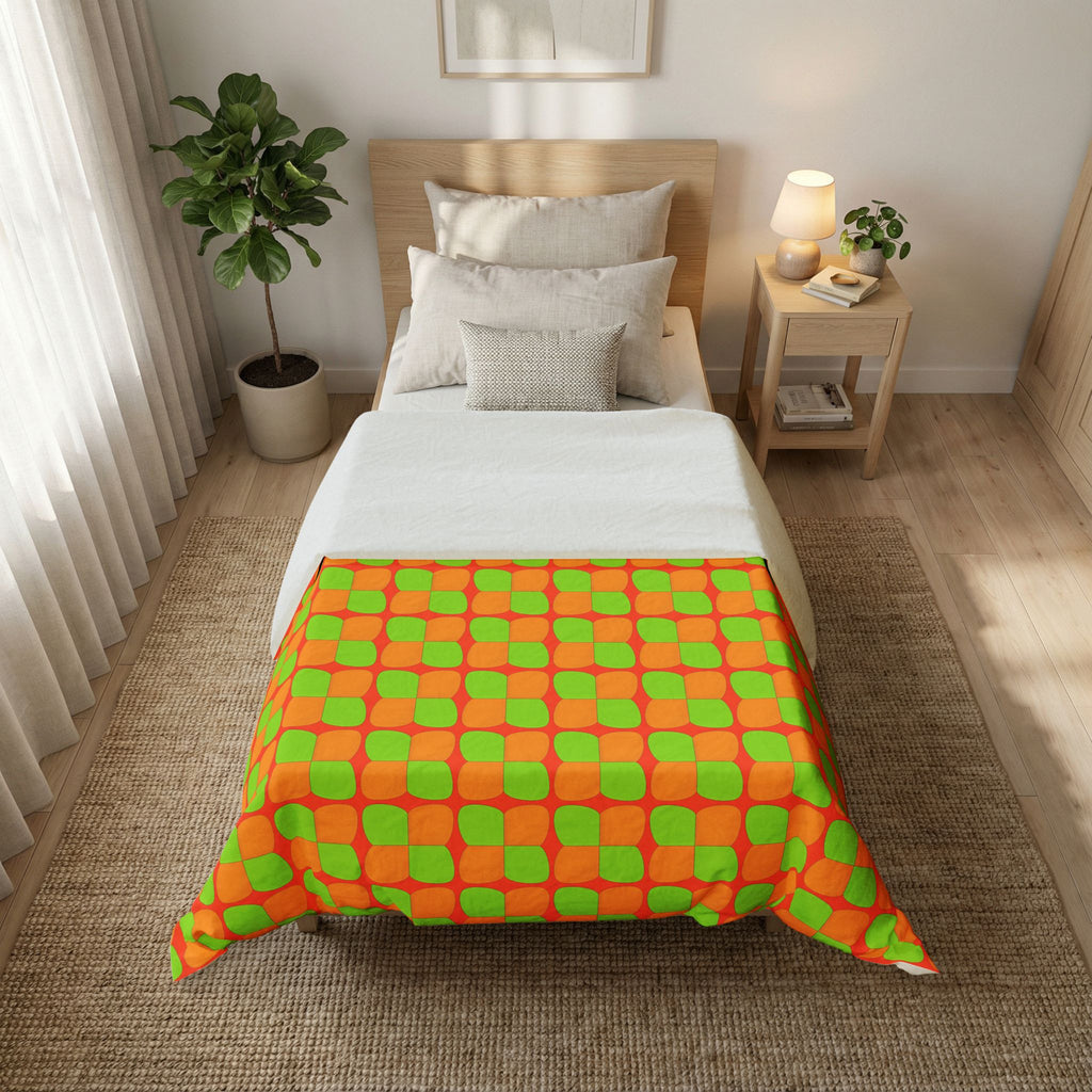 Bold Bulge Checker Cotton Duvet Cover – Hot Citrus