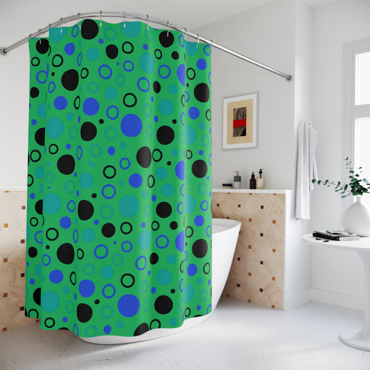 Bubble Outlines Shower Curtain – Ocean Jewel