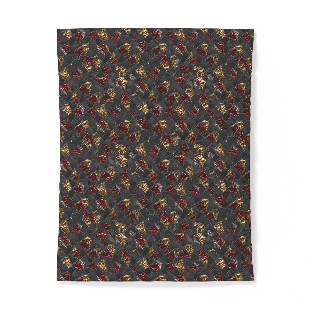 Garnet Gold Foil Cotton Duvet Cover – Holographic-Look Metal Pattern