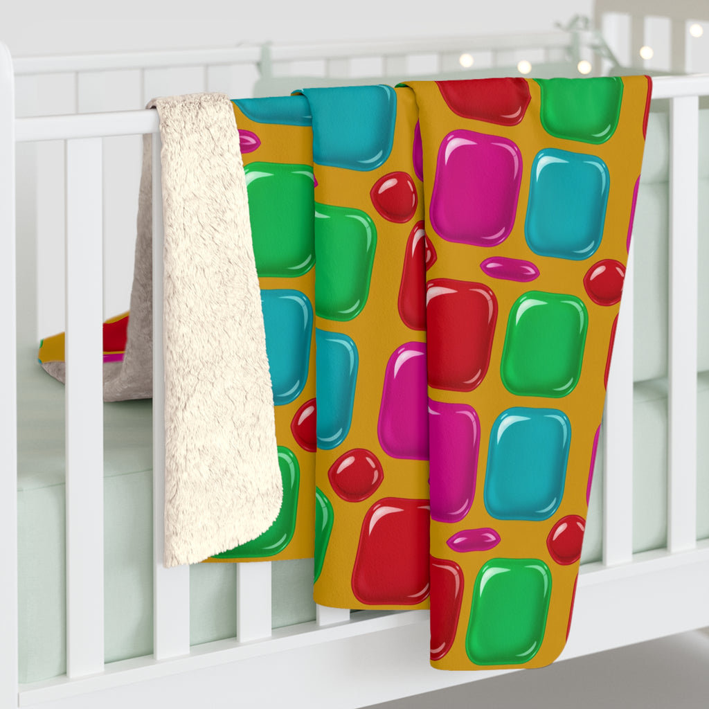 Giant Puffy Glass Cushions Sherpa Fleece Blanket – Glossy Candy Glass Pattern