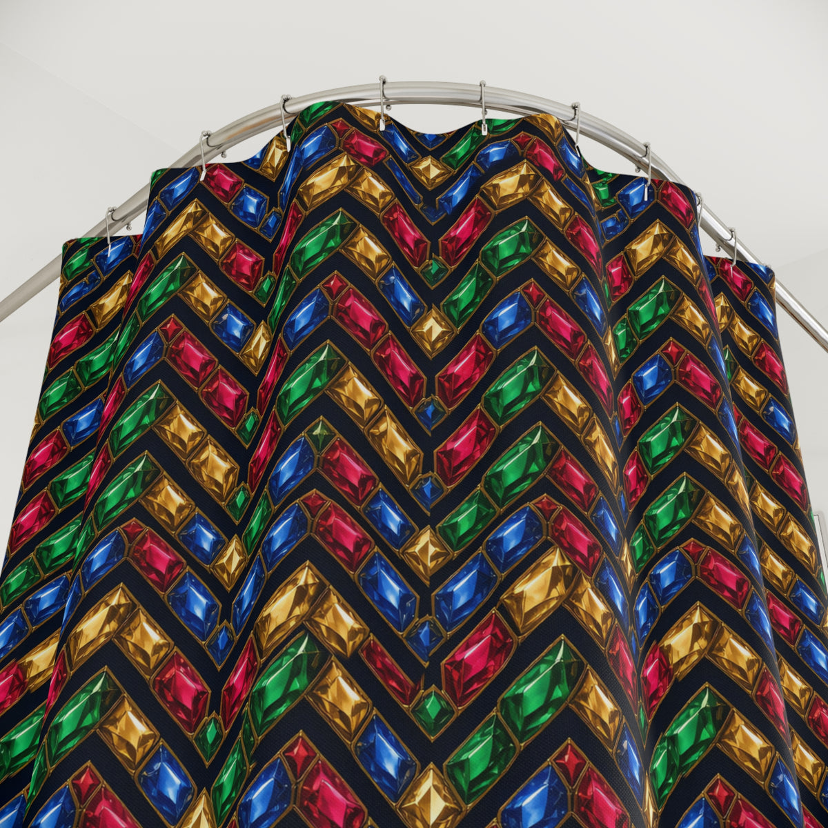 Cut-Gem Chevrons Shower Curtain – Geometric Pattern