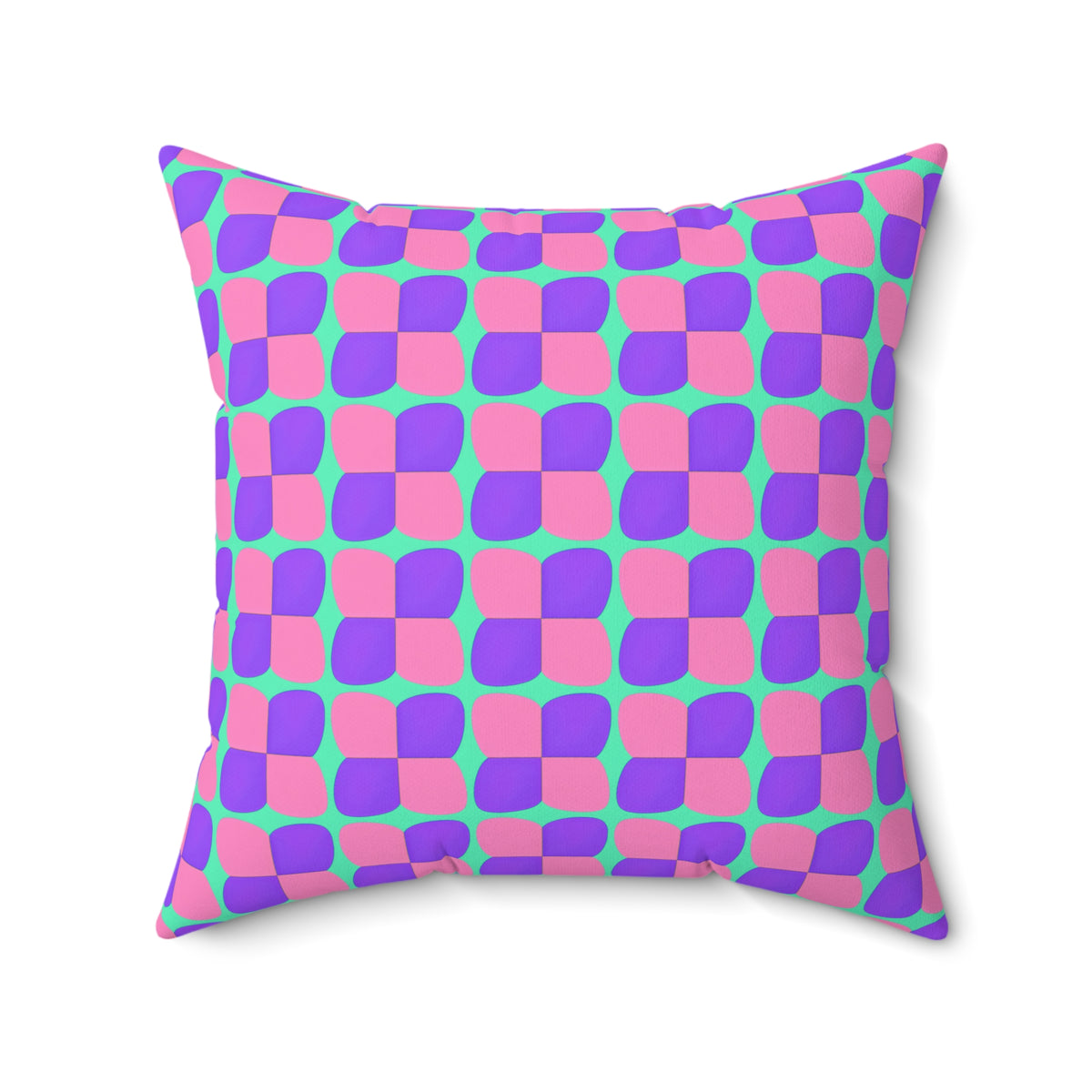 Bold Bulge Checker Faux Suede Cushion – Candy Pastel on Grape