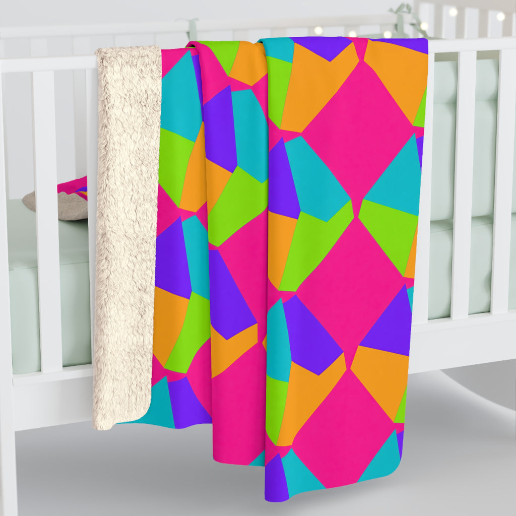 Grand Fractured Rhombus Sherpa Fleece Blanket – Tropical Punch