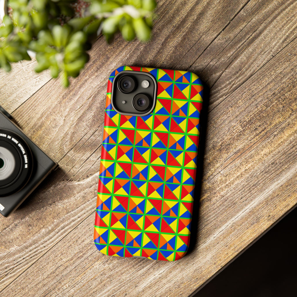 Split Square Fiesta Tough Phone Case – Cubist Geometric Pattern