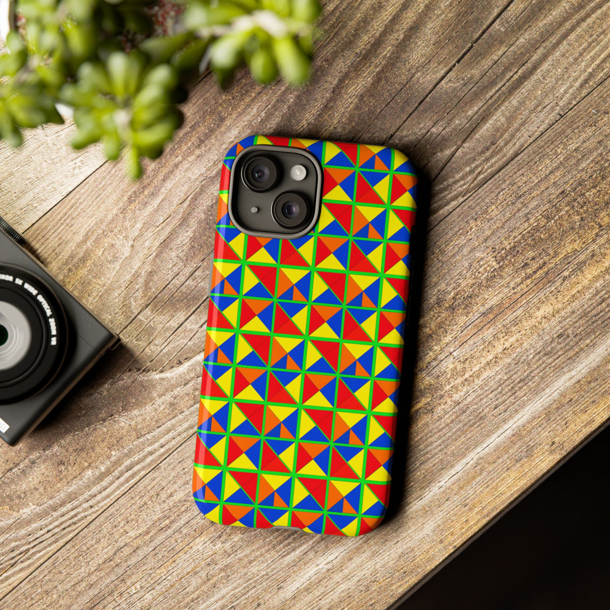 Split Square Fiesta Tough Phone Case – Cubist Geometric Pattern