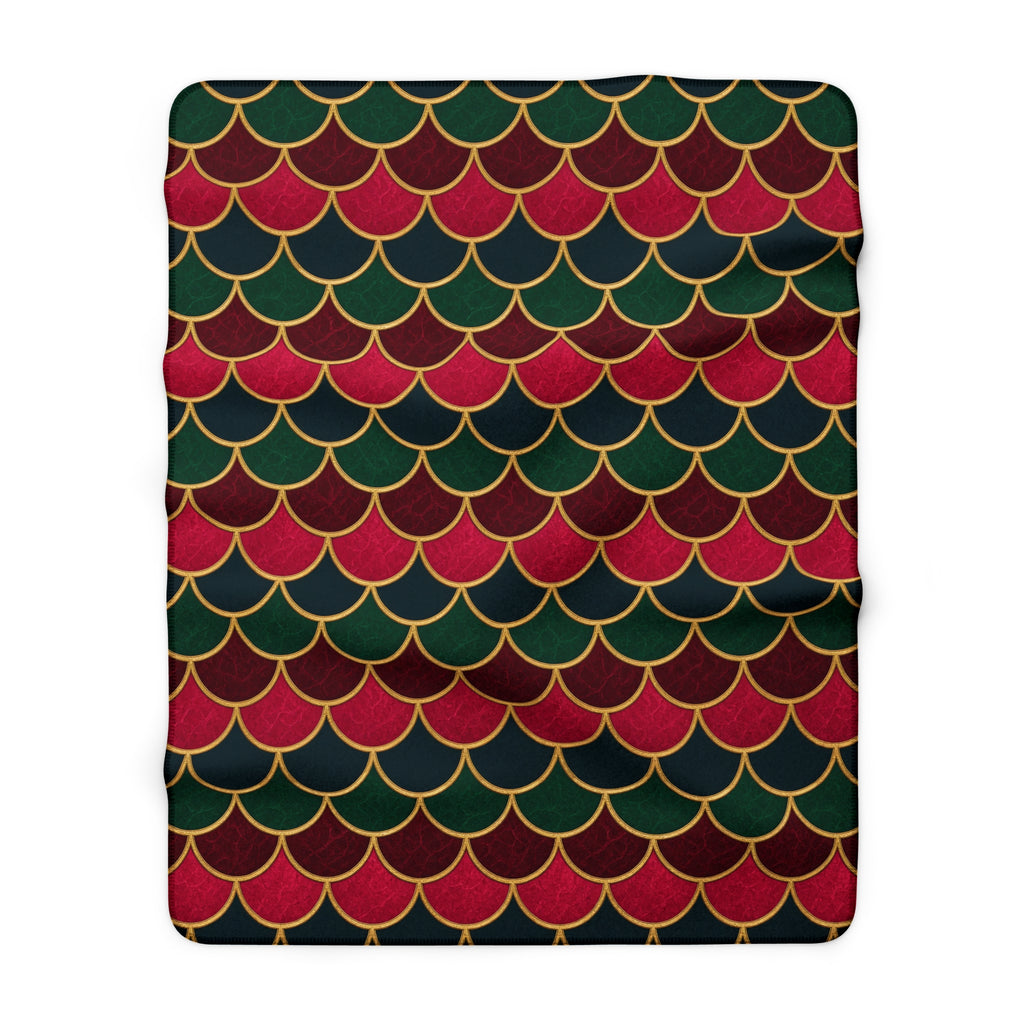Jewel Scales Sherpa Fleece Blanket – Art Deco Pattern