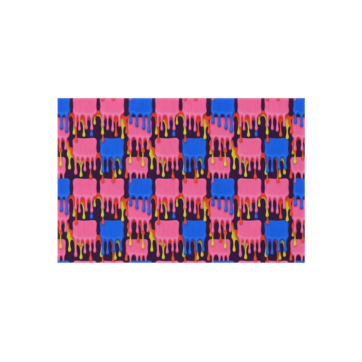 Melting Checkerboard Outdoor Rug – Psychedelic Op-Art Pattern