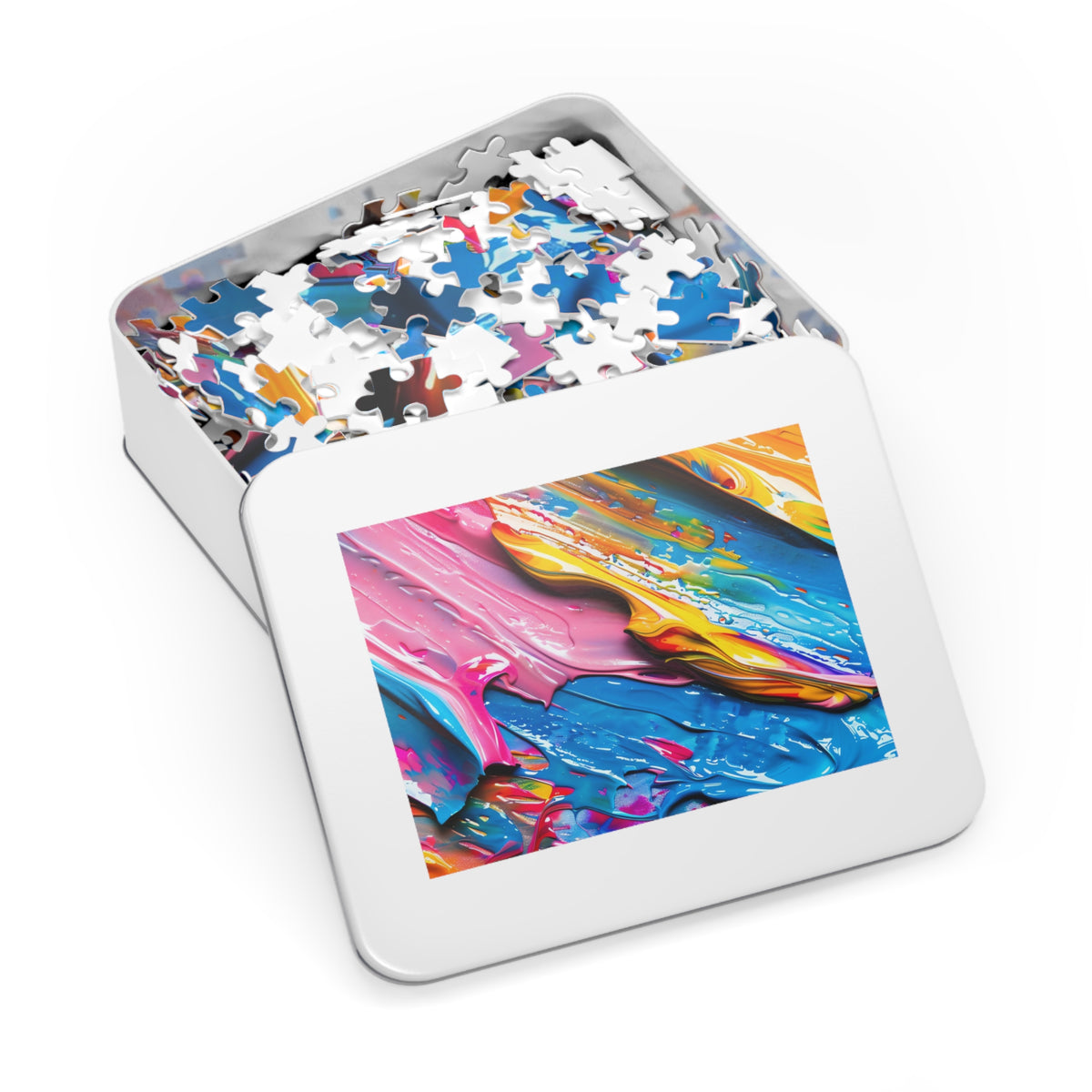 Vivid Paint Strokes Jigsaw Puzzle with Tin – Paint Stroke Abstract