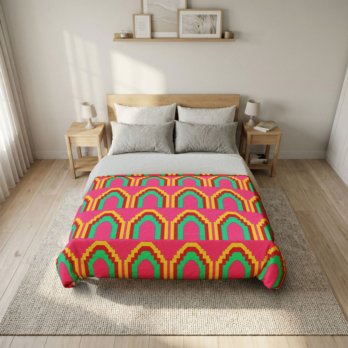 Grand Stepped Arches Cotton Duvet Cover – Candy Christmas
