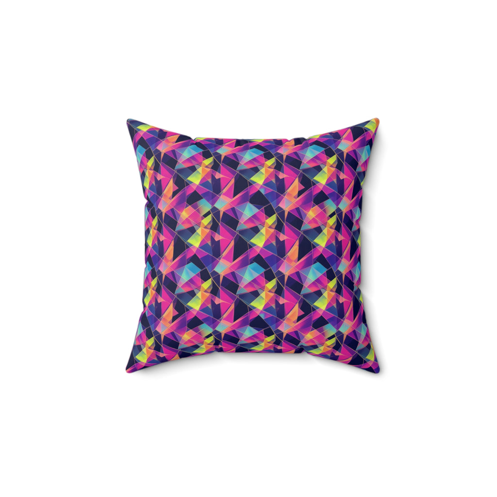 Prism Shard Cubist Faux Suede Cushion – Holographic-Look Geometric Pattern
