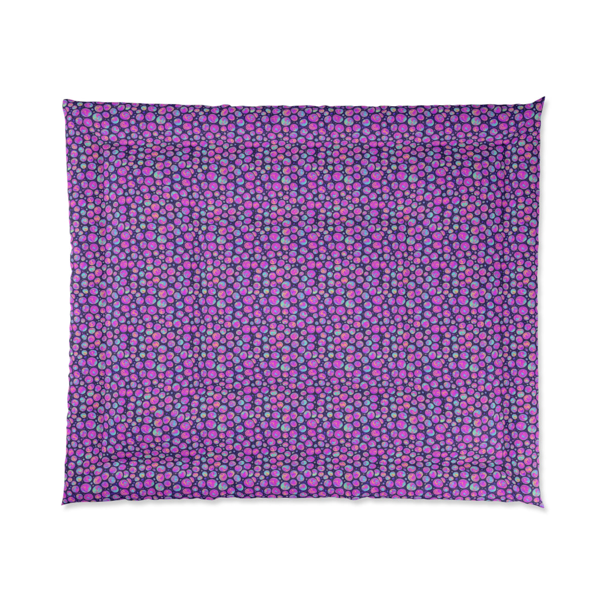Opal Bubble Cells Comforter – Holographic-Look Fluid Art Pattern
