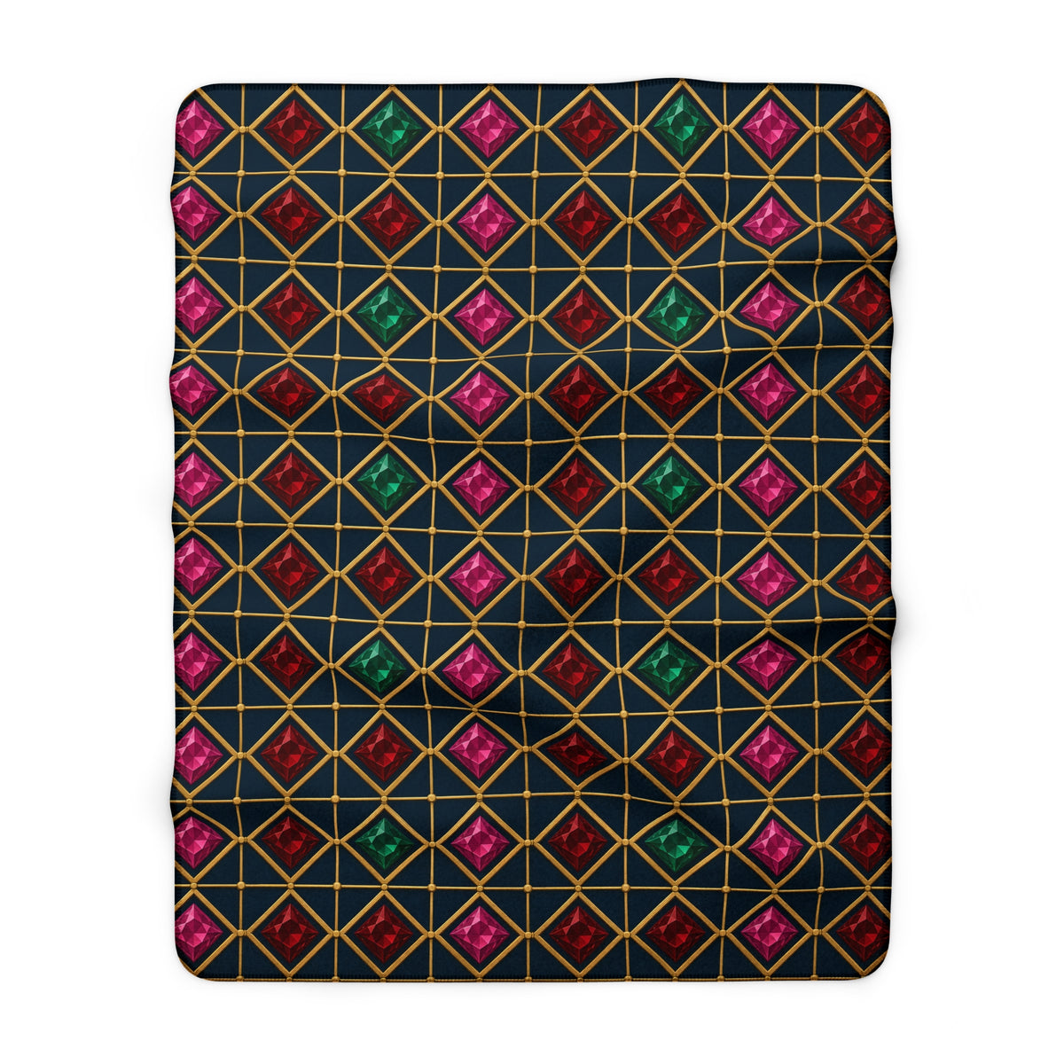 Gold Diamond Trellis Sherpa Fleece Blanket – Art Deco Pattern