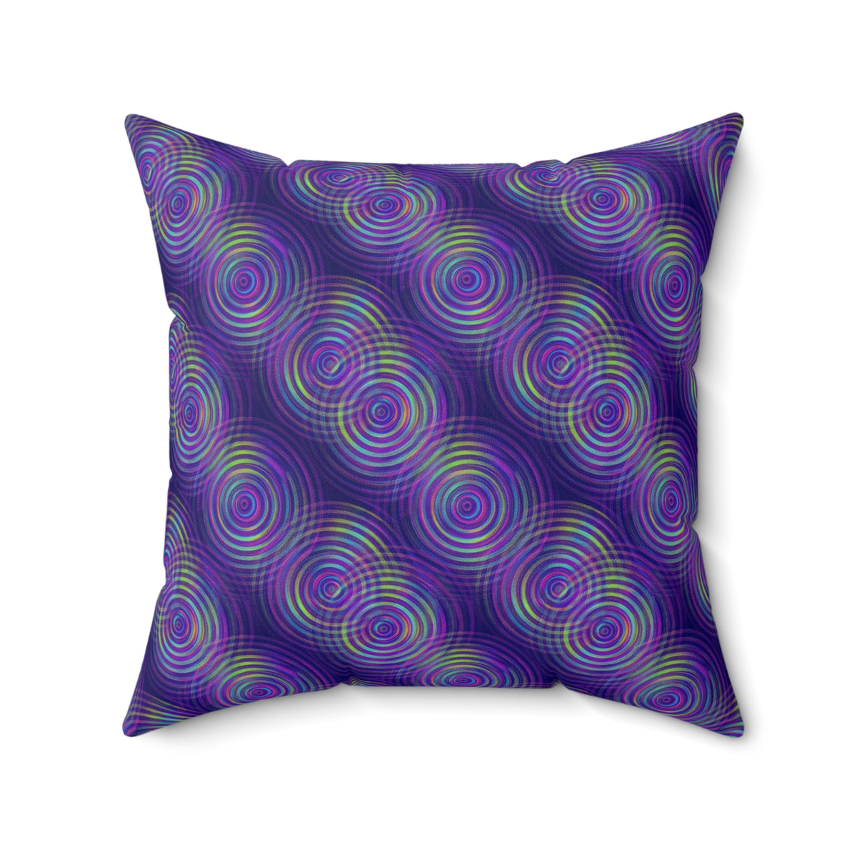 Holo Ripple Rings Faux Suede Cushion – Op-Art Holographic-Look Pattern