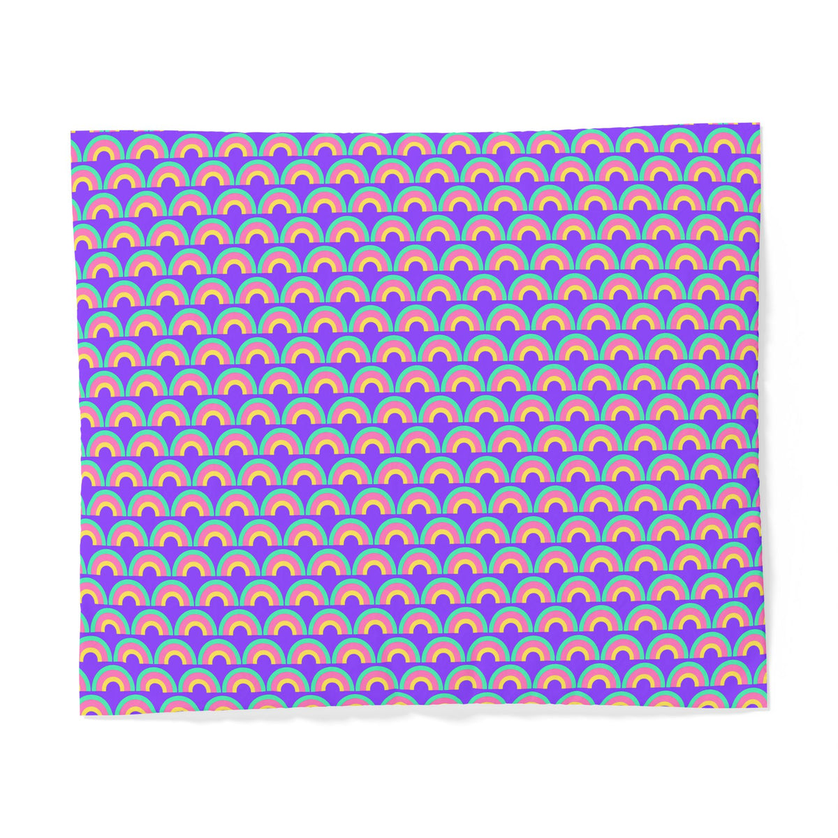 Chromatic Scallop Ripple Cotton Duvet Cover – Candy Pastel on Grape