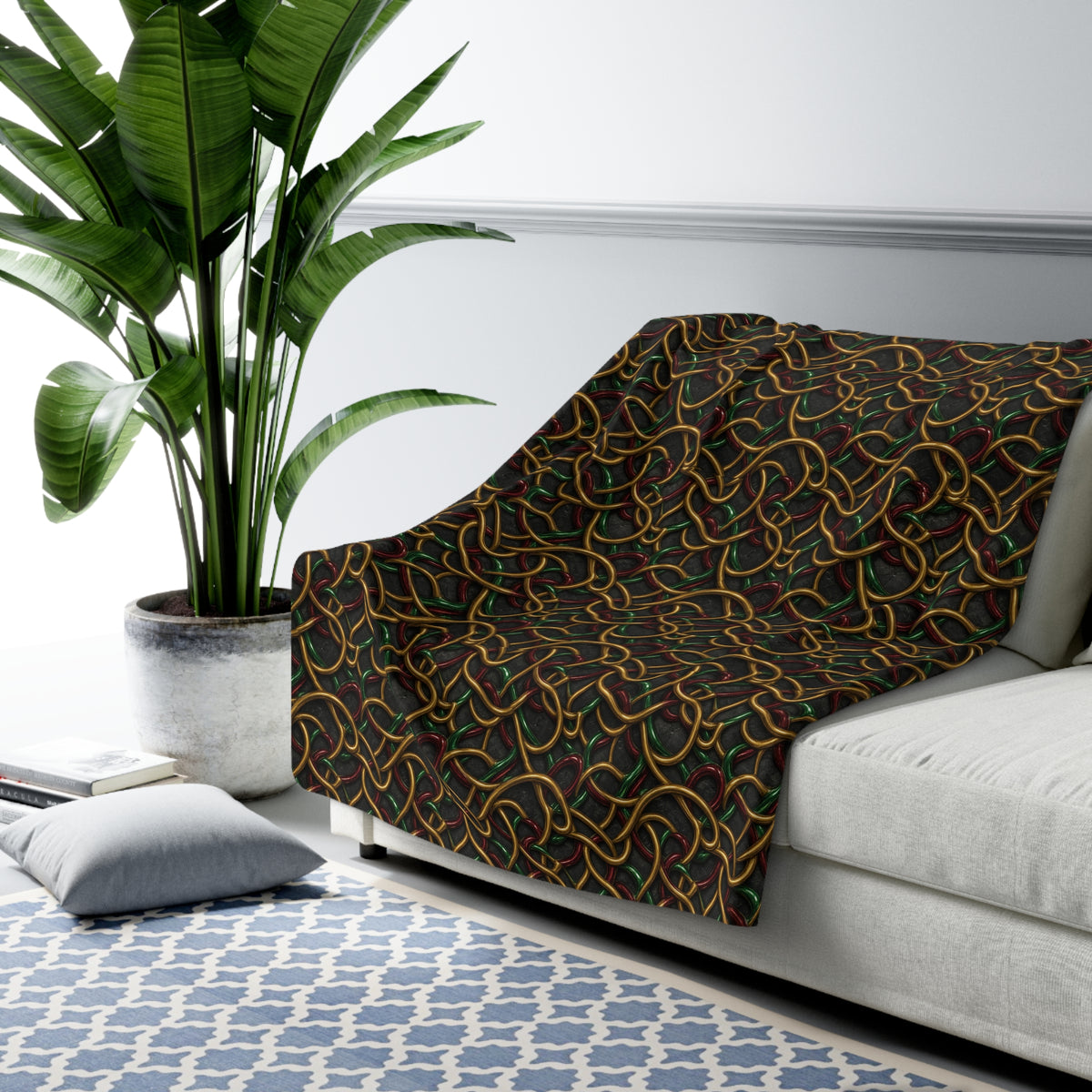Jewel Metal Weave Sherpa Fleece Blanket – Holographic-Look Metal Pattern