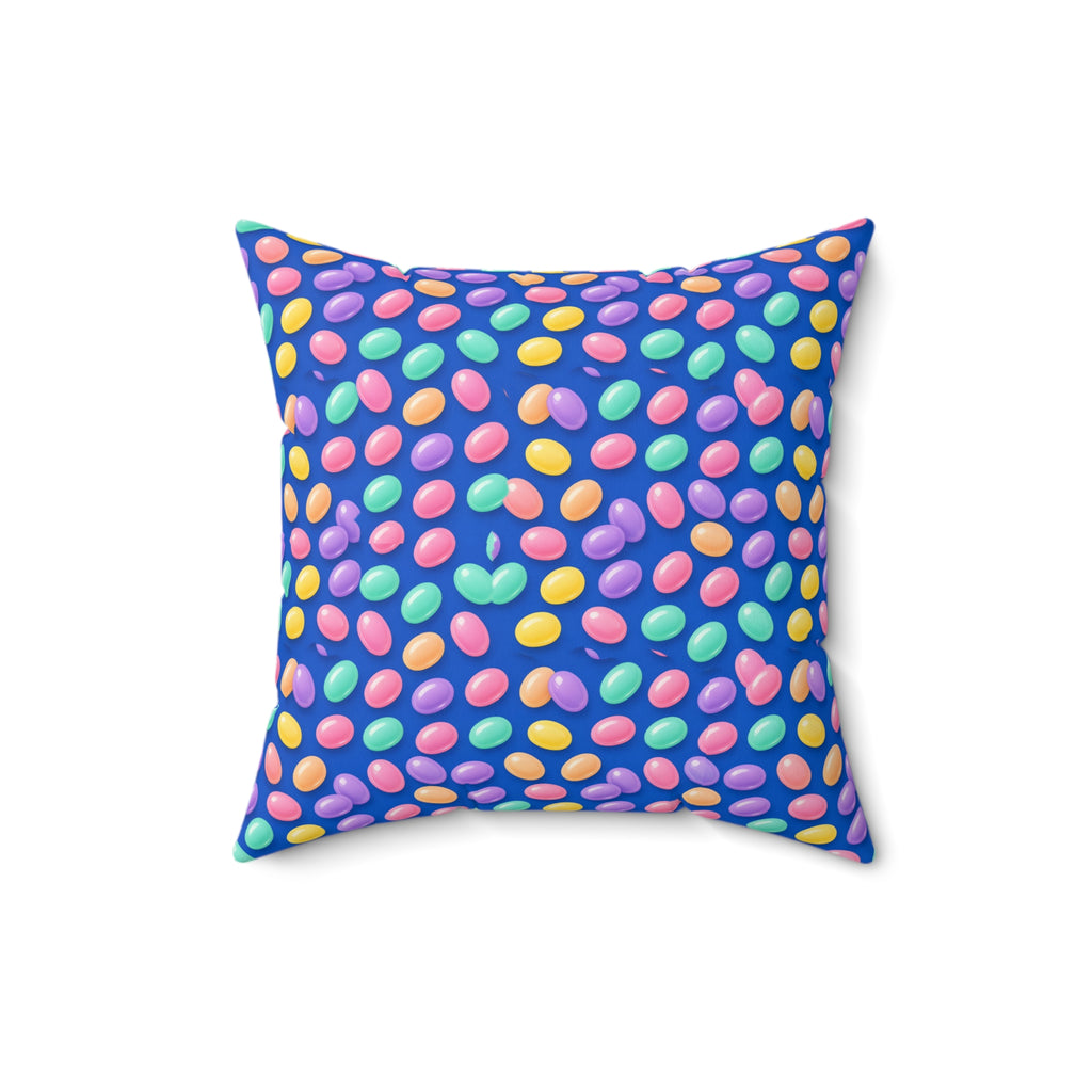 Jelly Bean Scatter Faux Suede Cushion – Soft Abstract Pattern