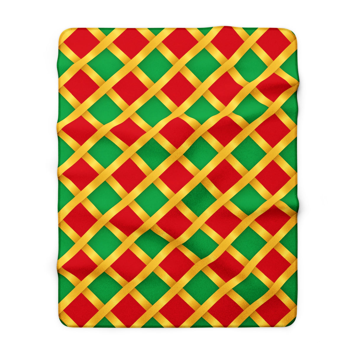 Broad Gold Diamond Trellis Sherpa Fleece Blanket – Ribbon Lattice Pattern