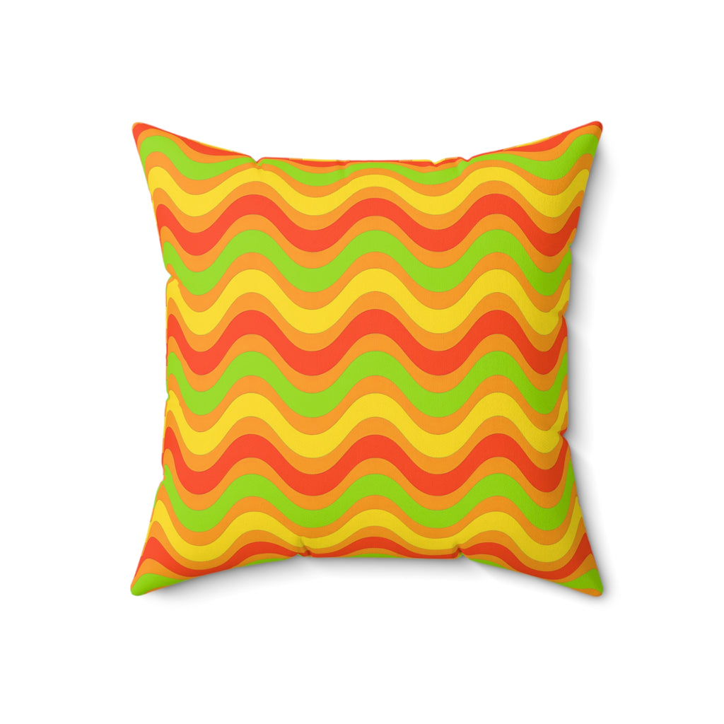 Wide Wave Interference Faux Suede Cushion – Hot Citrus