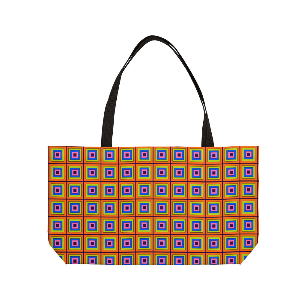 Concentric Square Pop Weekender Tote Bag – Op-Art Pattern