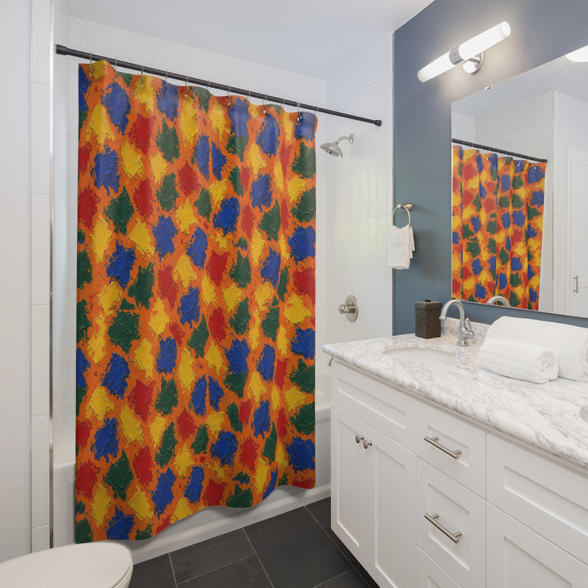 Palette Knife Slabs Shower Curtain – Palette Knife Abstract Pattern