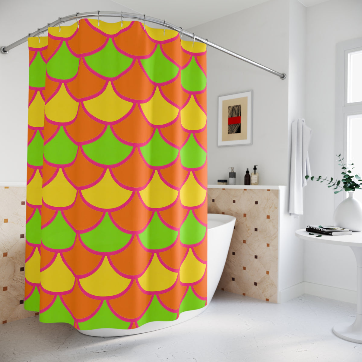 Big Jewel Scales II Shower Curtain – Hot Citrus Festive