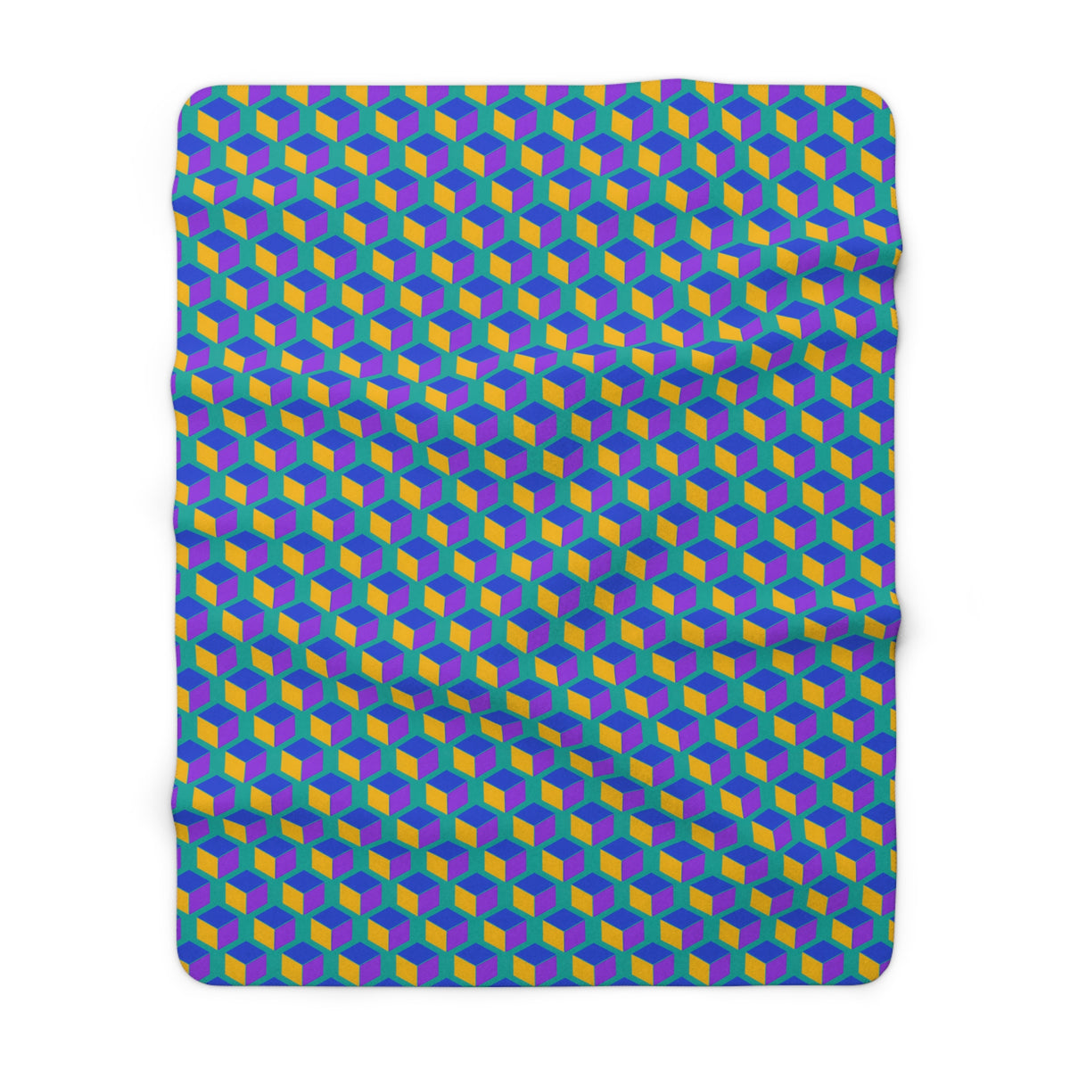 Giant Faceted Cubes II Sherpa Fleece Blanket – Peacock Jewel