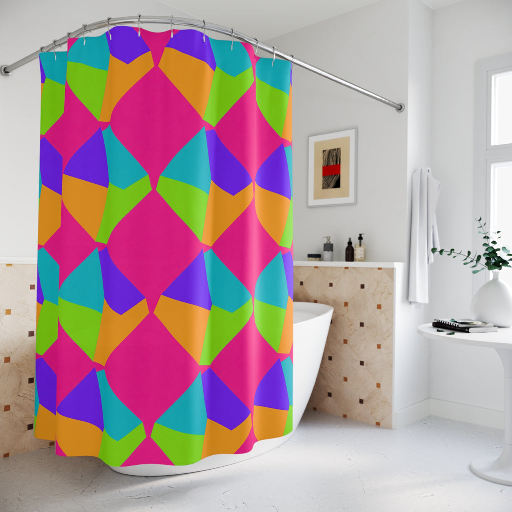 Grand Fractured Rhombus Shower Curtain – Tropical Punch