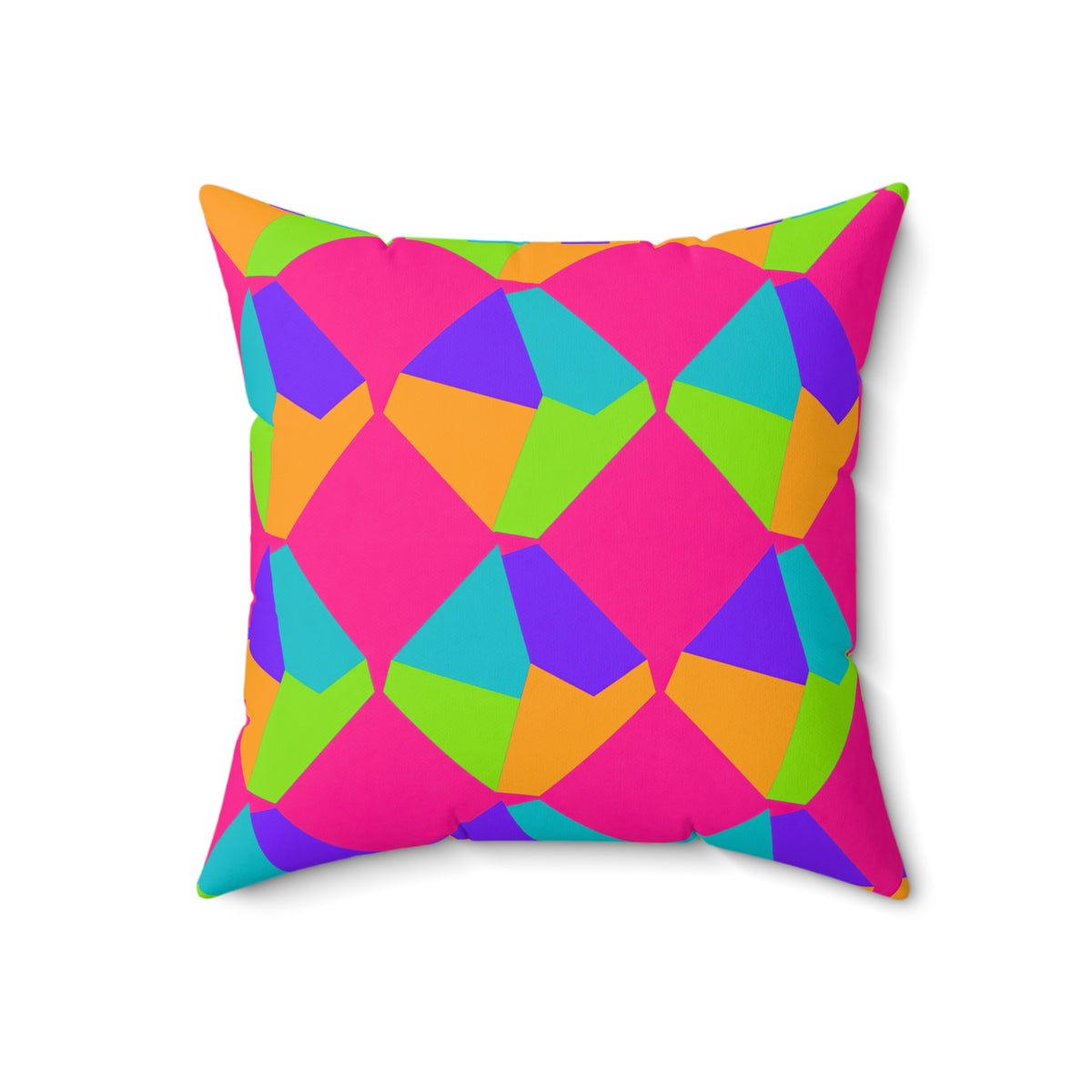Grand Fractured Rhombus Faux Suede Cushion – Tropical Punch
