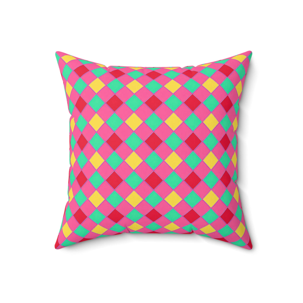 Jewel Harlequin Check Faux Suede Cushion – Candy Christmas