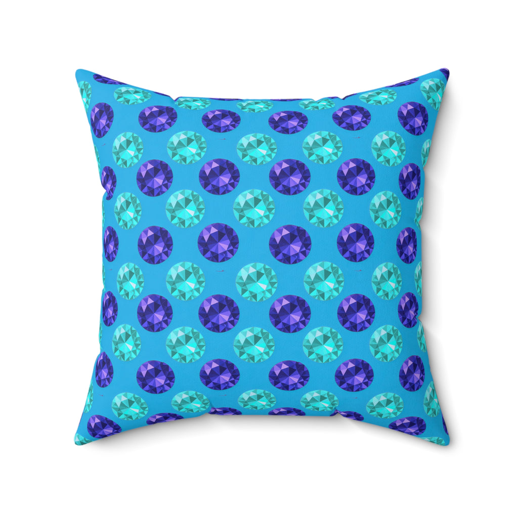 Half-Drop Gem Grid Faux Suede Cushion – Ice Jewel