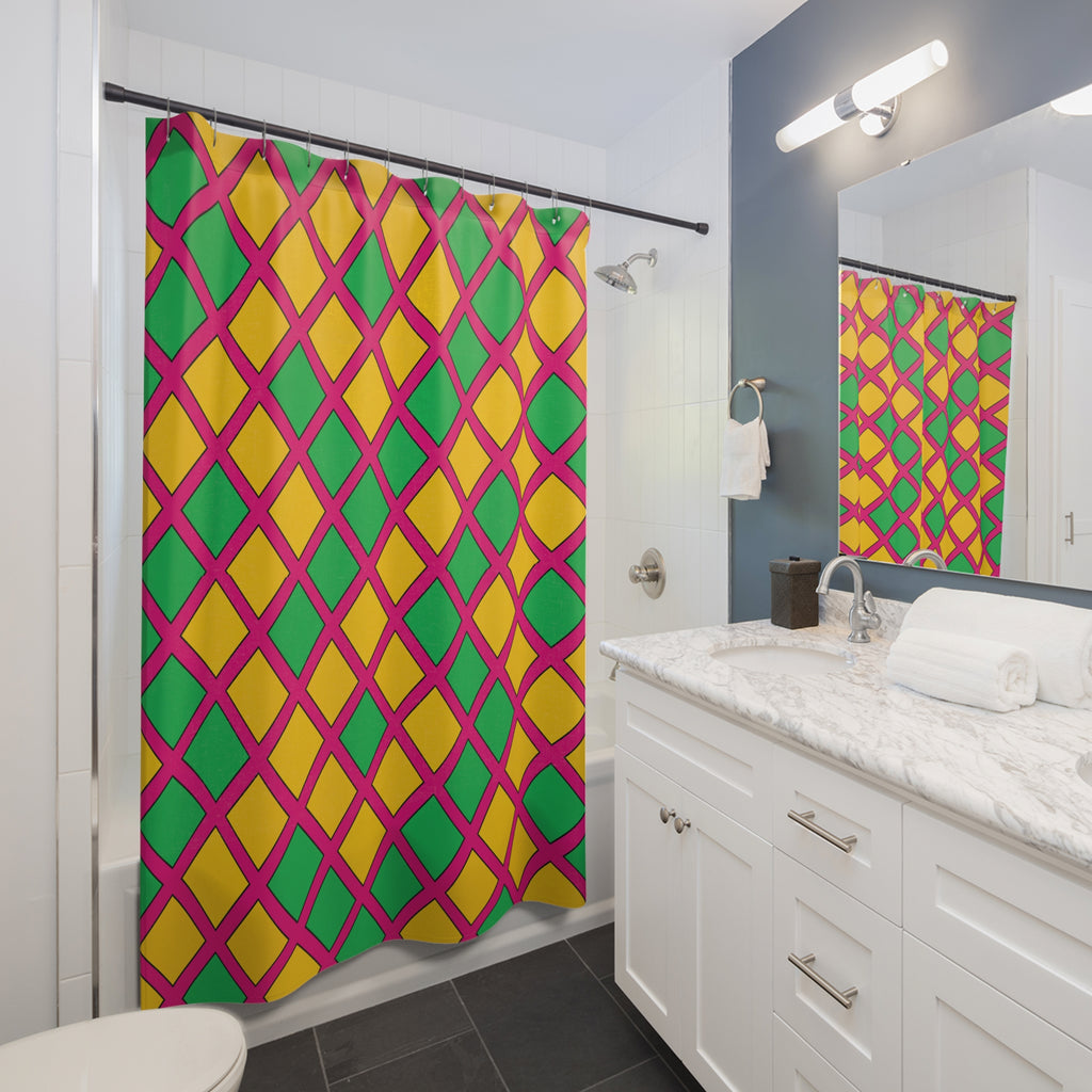 Harlequin Gold Grid Shower Curtain – Harlequin Geometric Pattern